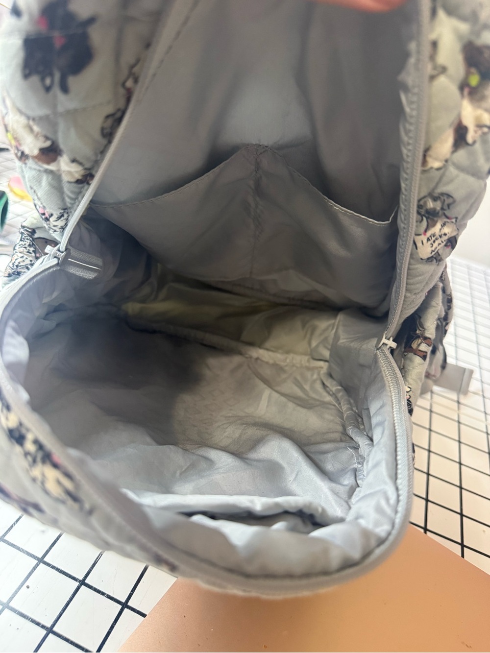 Vera Bradley Quilted Dog Print Mini Backpack in Light Gray - Picture 6 of 6